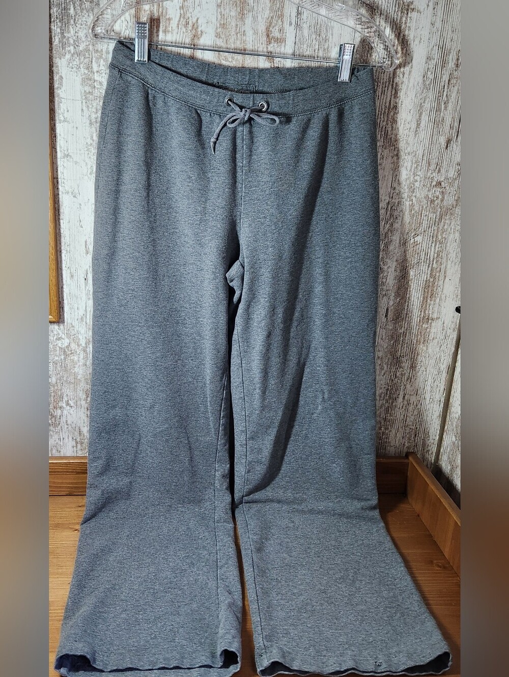 Croft & Barrow Heather Gray Wide-Leg Drawstring Pants Stretch Cotton Knit Small